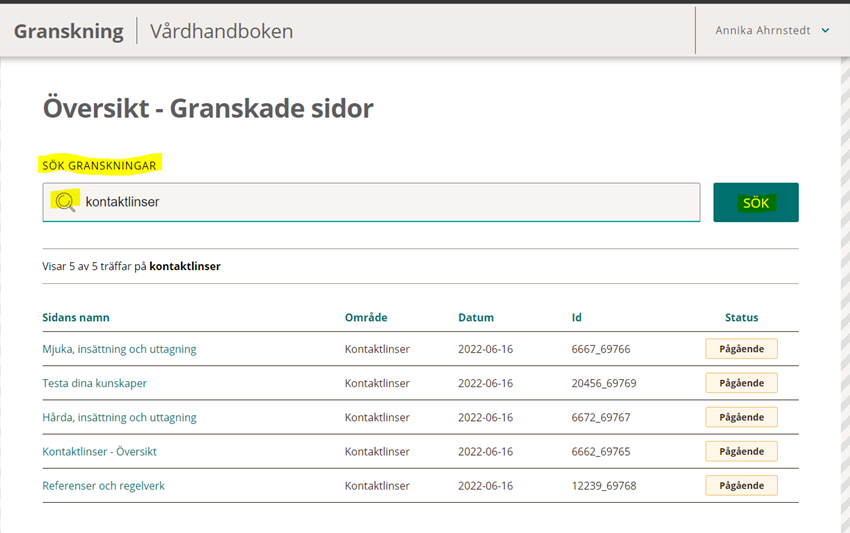 Granskningsfunktionen - 1177